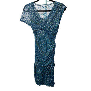 Isabel Marant etoile Teal Blue Ruched Sheath Bodycon Dress Medium